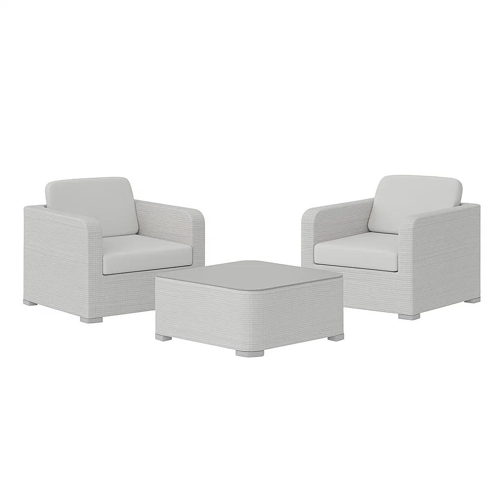 Ensemble de salon de jardin compact 3 pièces en résine polyéthylène gris