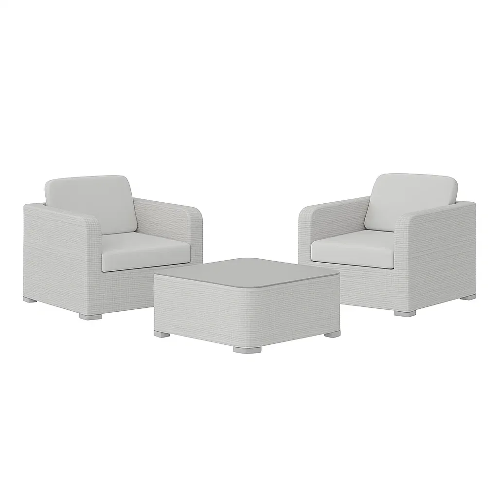 Ensemble de salon de jardin compact 3 pièces en résine polyéthylène gris