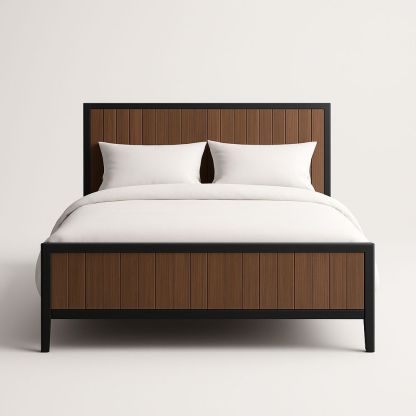 Letto matrimoniale in metallo nero e legno 200x160 cm
