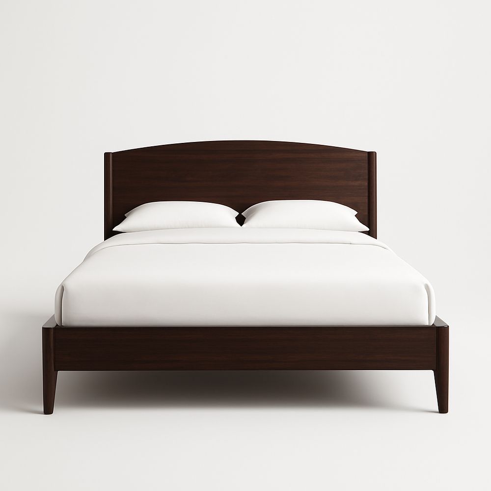 Letto Matrimoniale in Legno Marrone Scuro con Testiera