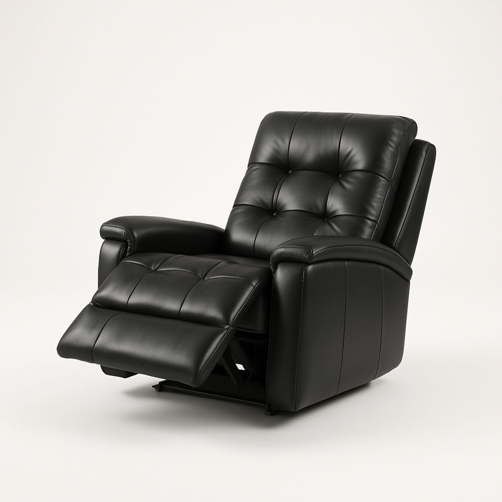 Poltrona reclinabile in pelle sintetica nera con poggiapiedi