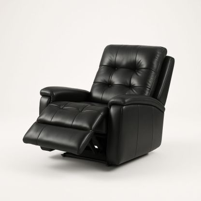 Poltrona reclinabile in pelle sintetica nera con poggiapiedi