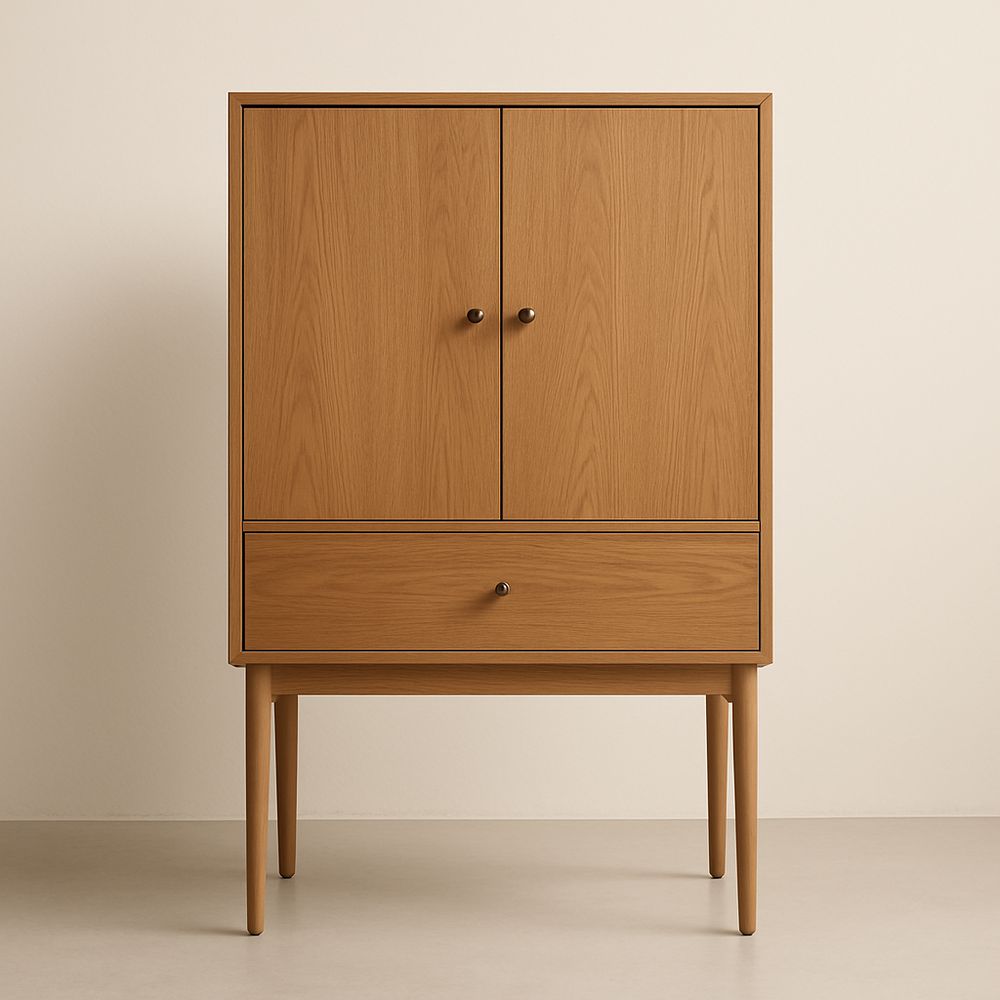 Mobile contenitore in rovere con ante e cassetti, dimensioni 120x90x40 cm