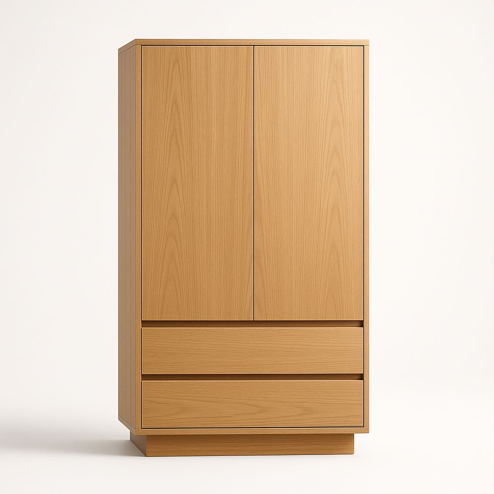 Armadio in Legno con Due Ante e Due Cassetti Rovere