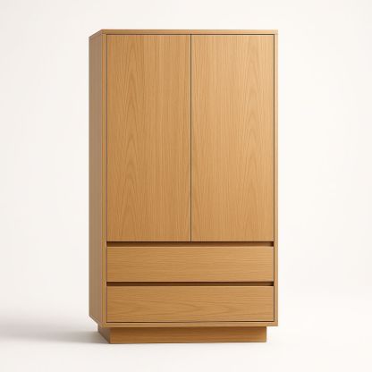 Armadio in Legno con Due Ante e Due Cassetti Rovere