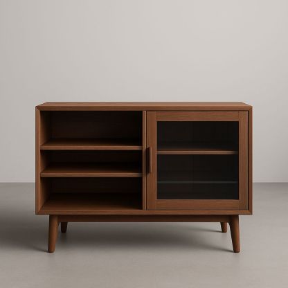 Credenza in legno con ante in vetro 120x40x80 cm