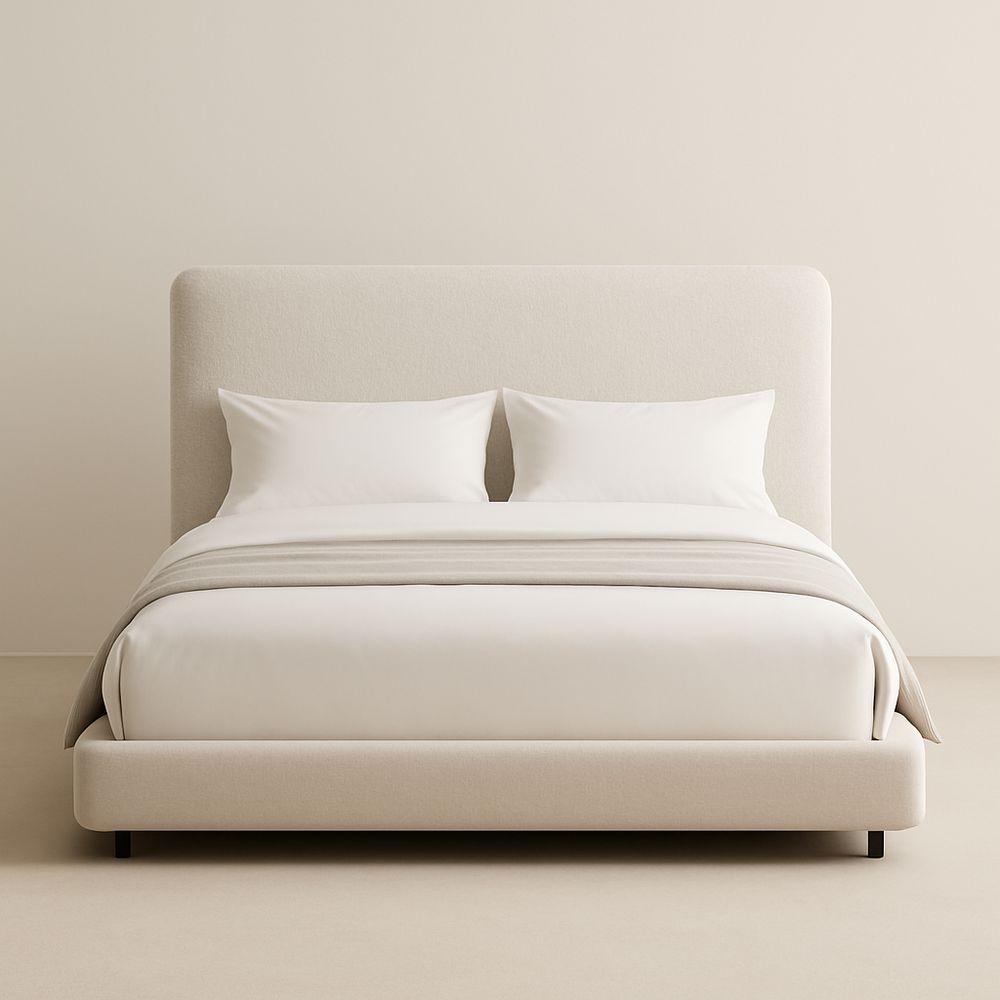 Letto matrimoniale in tessuto beige 200x160 cm