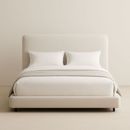 Letto matrimoniale in tessuto beige 200x160 cm