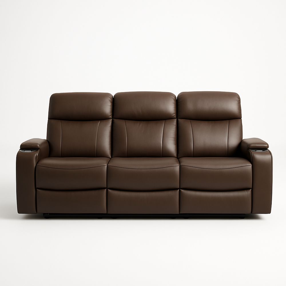 Divano reclinabile 3 posti in pelle sintetica marrone