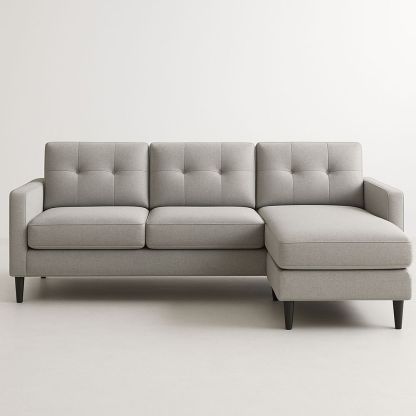 Divano ad Angolo in Tessuto Grigio