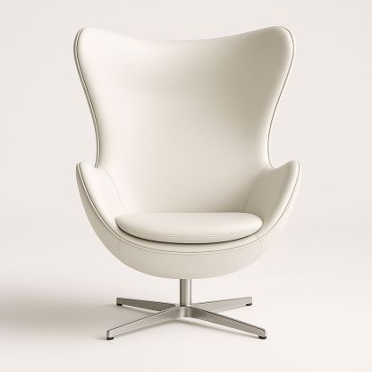 Poltrona Girevole in Pelle con Base in Acciaio