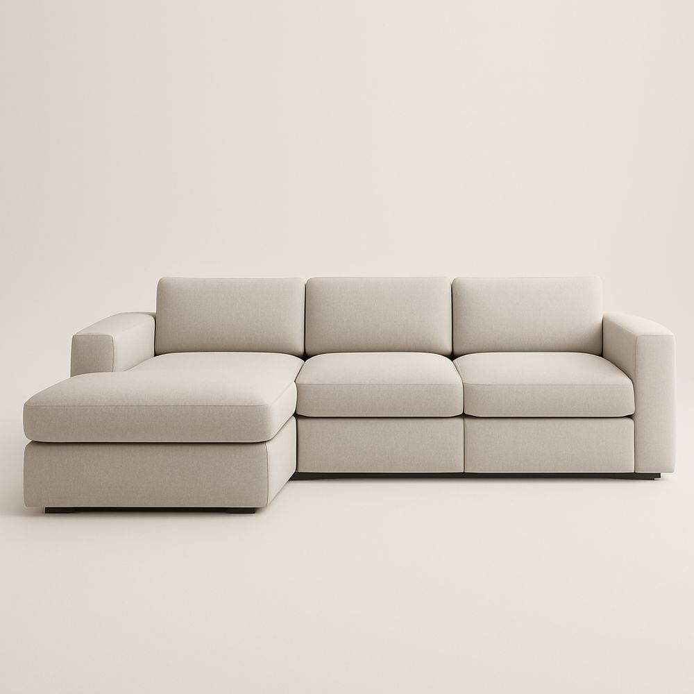 Divano angolare in tessuto Beige con Chaise Longue