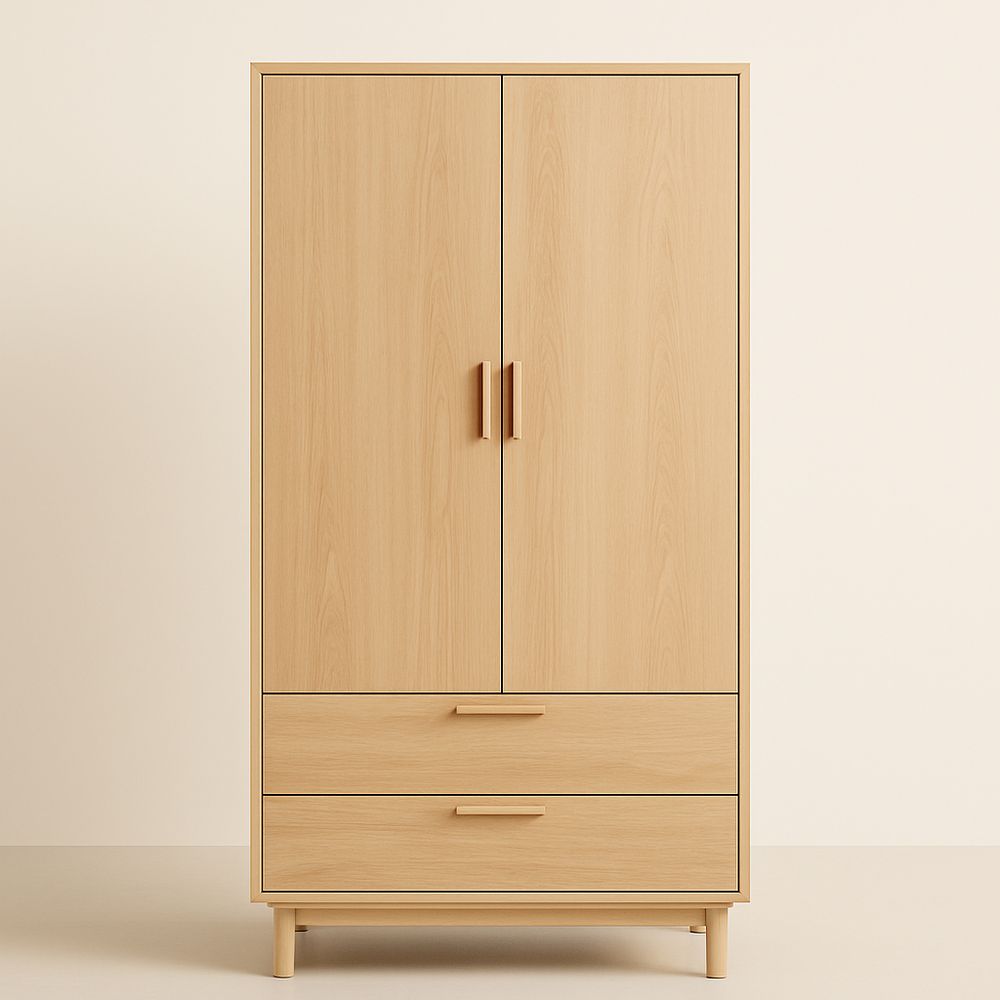 Armadio a Doppia Anta in MDF con Due Cassetti