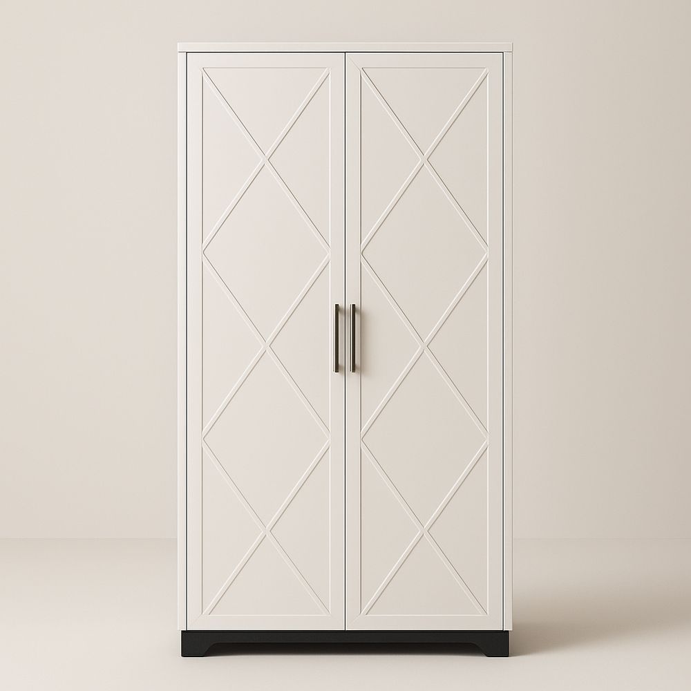 Armadio a Due Ante in MDF con Motivo a Rombi 190x95x50 cm