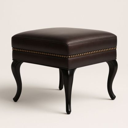 Poggiapiedi Quadrato in Pelle Marrone