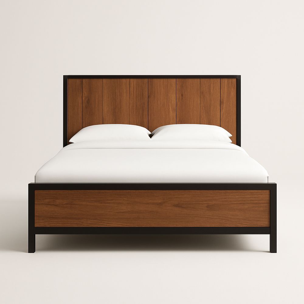 Letto matrimoniale in legno e metallo 210x160x110 cm