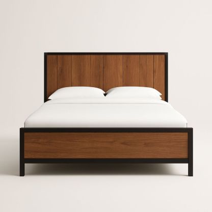 Letto matrimoniale in legno e metallo 210x160x110 cm