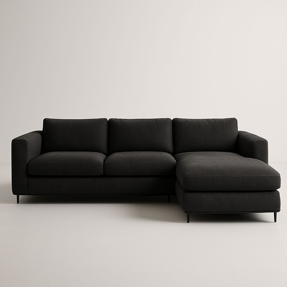 Divano angolare tessuto poliestere nero
