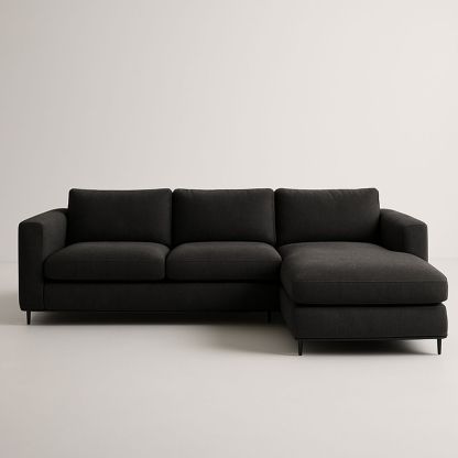 Divano angolare tessuto poliestere nero