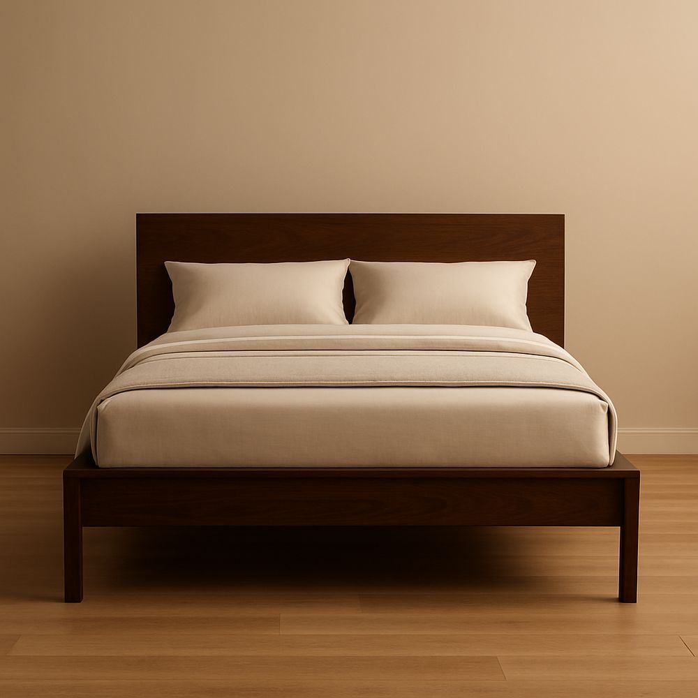 Letto in Legno con Rivestimento in Poliestere Beige 160x200 cm