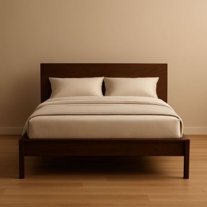 Letto in Legno con Rivestimento in Poliestere Beige 160x200 cm