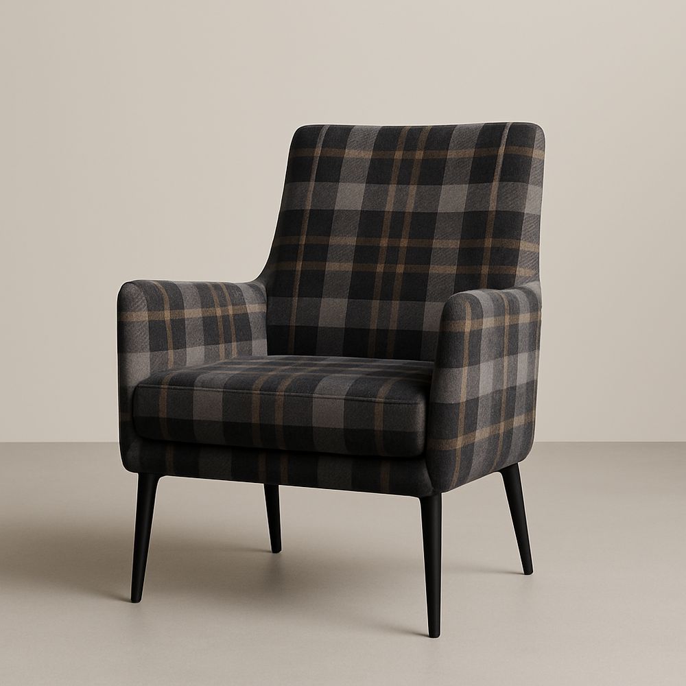 Poltrona a Quadri con Gambe Nere