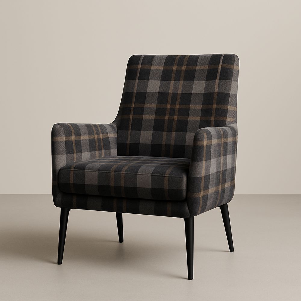 Poltrona a Quadri con Gambe Nere