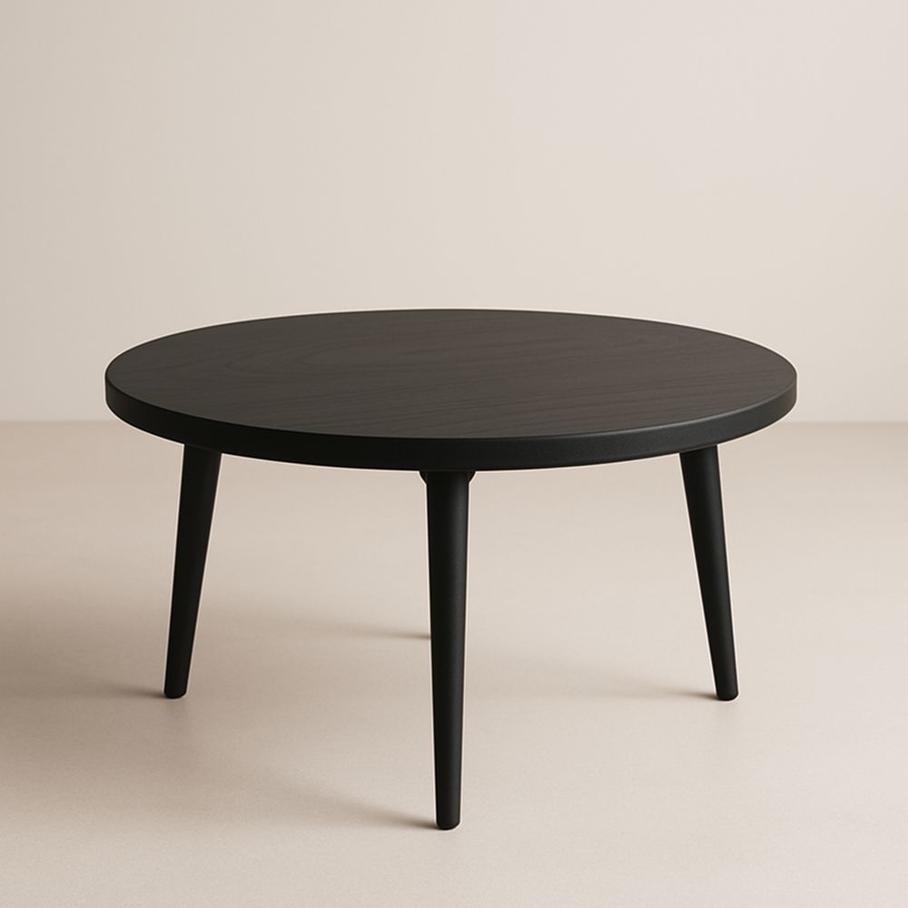 Tavolino Rotondo in Legno Nero Ø90 cm