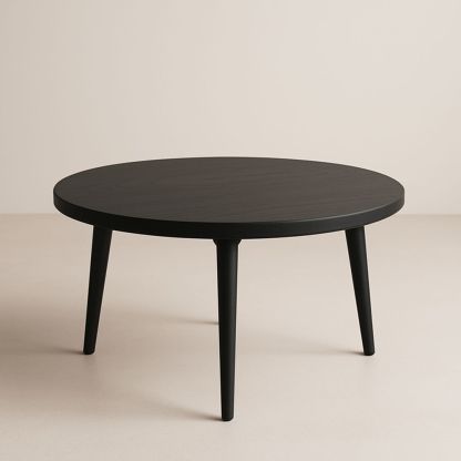 Tavolino Rotondo in Legno Nero Ø90 cm