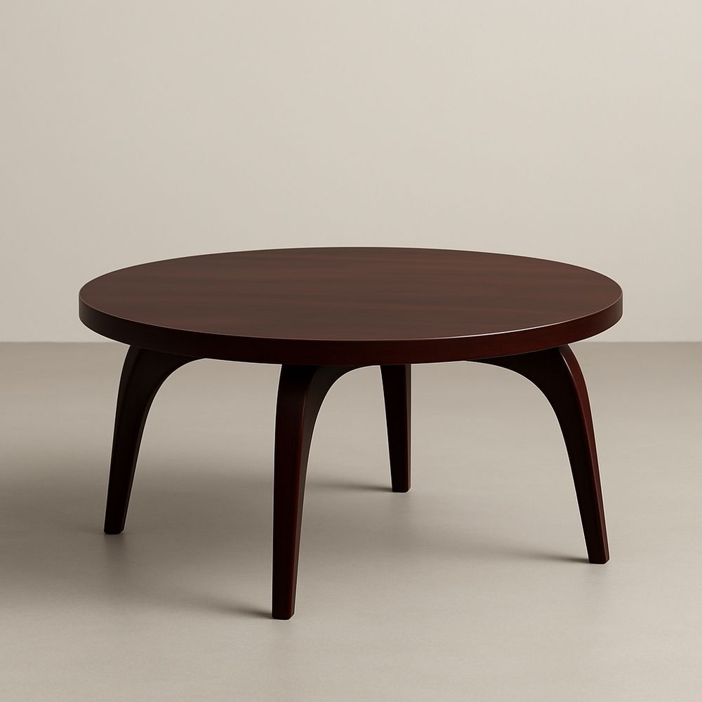 Tavolino da caffè rotondo in legno marrone, diametro 90 cm, altezza 45 cm