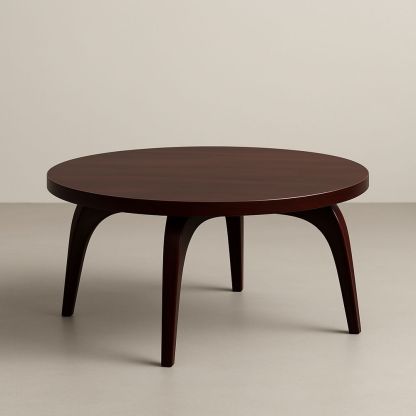 Tavolino da caffè rotondo in legno marrone, diametro 90 cm, altezza 45 cm