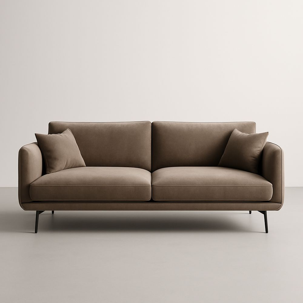 Divano 3 posti in velluto marrone 200x90x85 cm