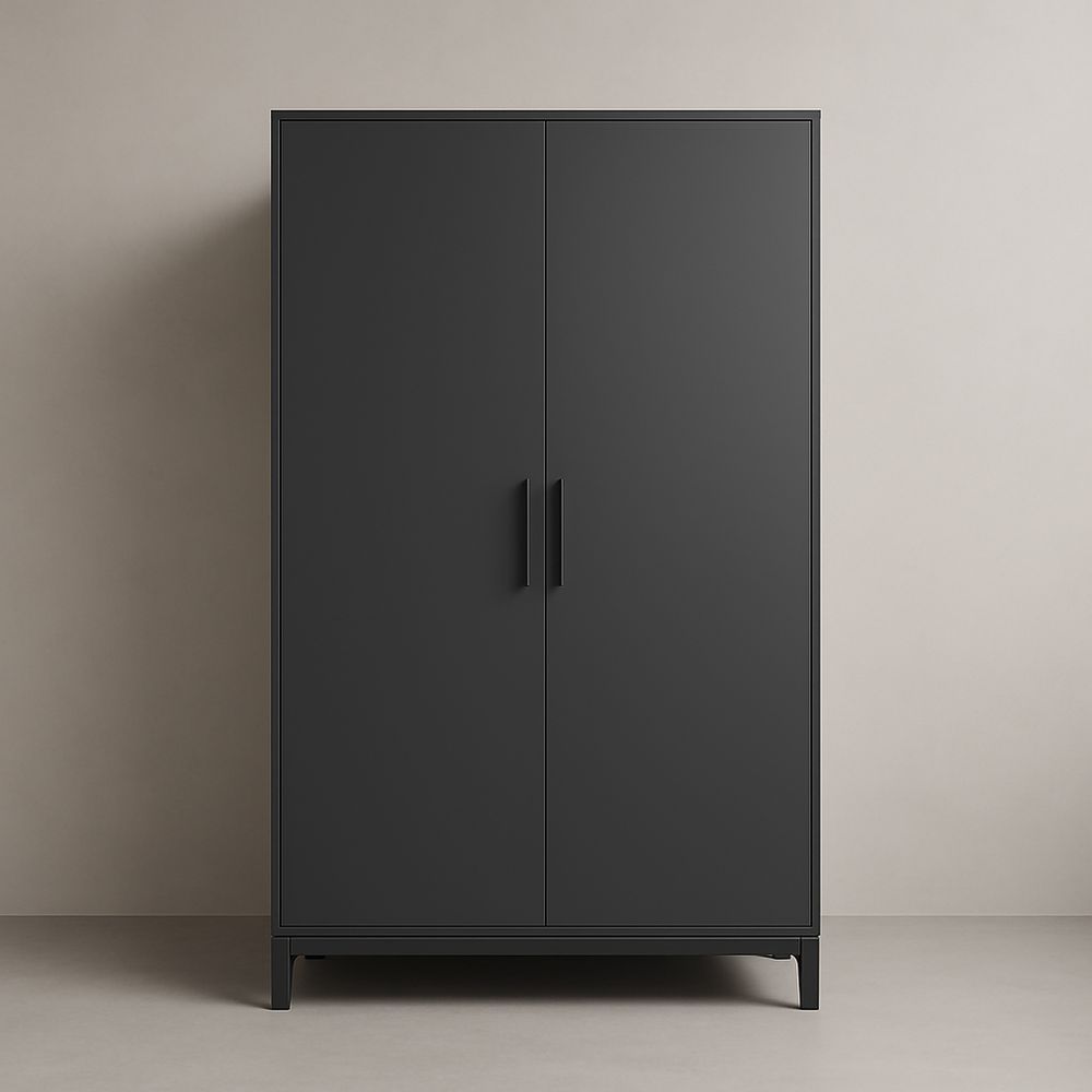 Armadio nero a due ante in MDF 180x100x60 cm