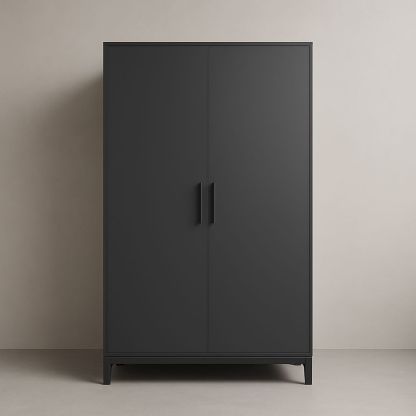 Armadio nero a due ante in MDF 180x100x60 cm