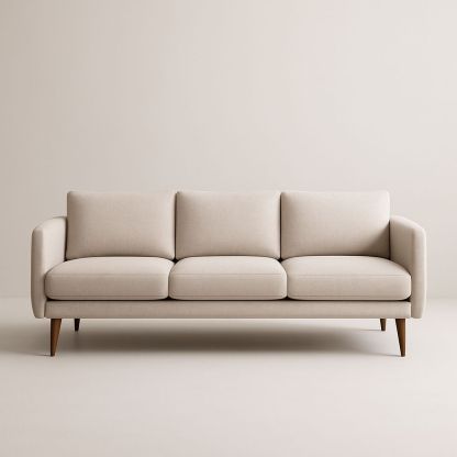 Divano a tre posti in lino con gambe in legno 200 cm