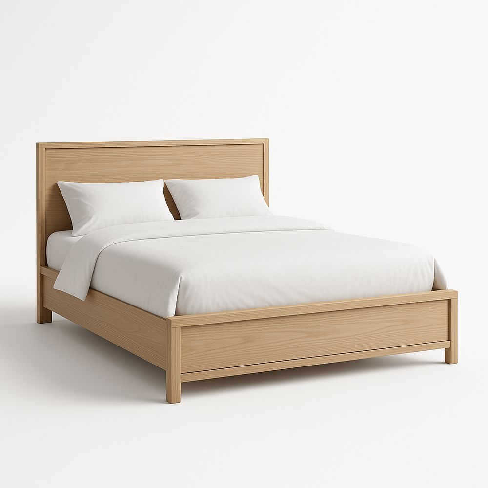 Letto matrimoniale in legno massello di rovere chiaro 200x160 cm