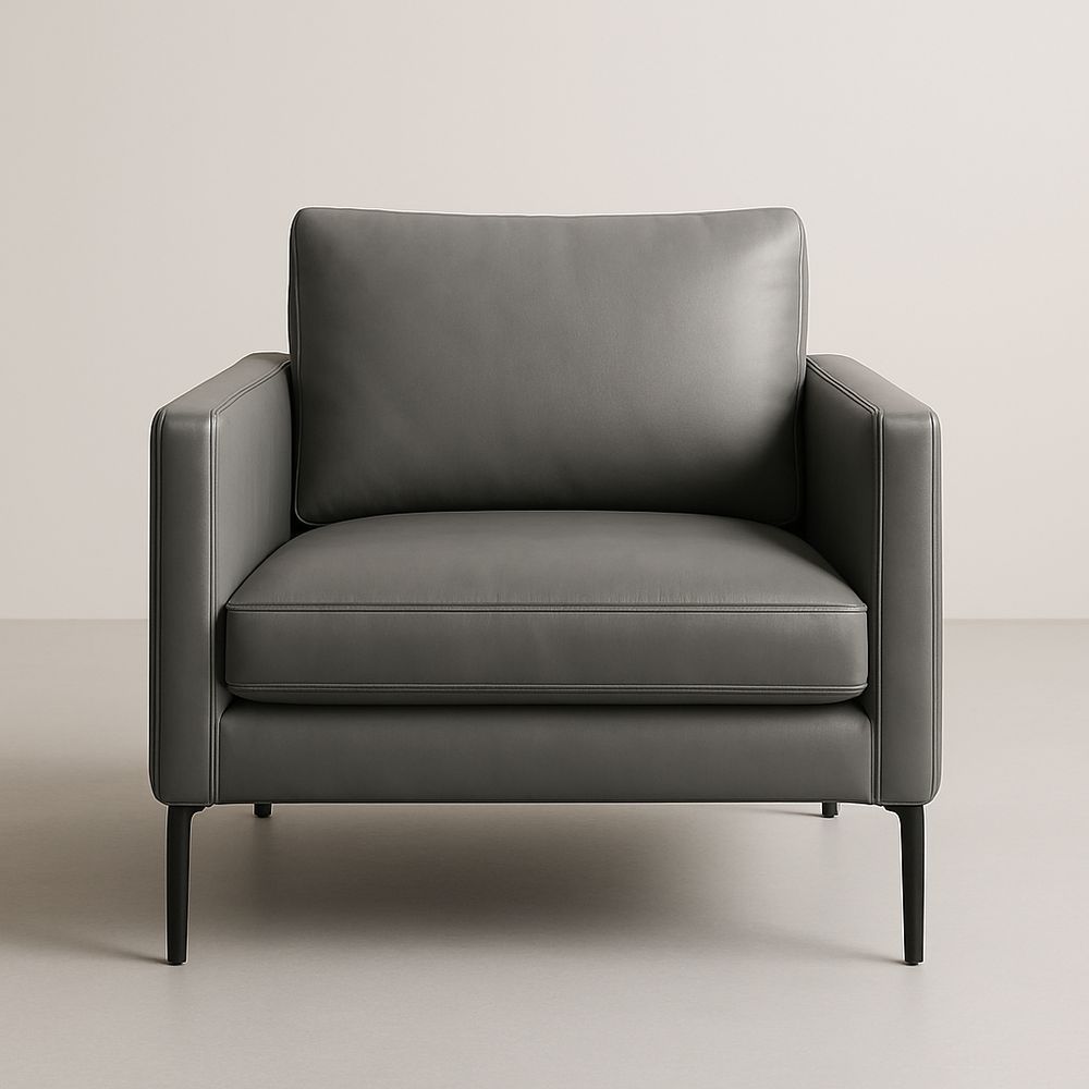 Poltrona in Pelle Sintetica Grigia con Gambe in Metallo 85x88x85 cm