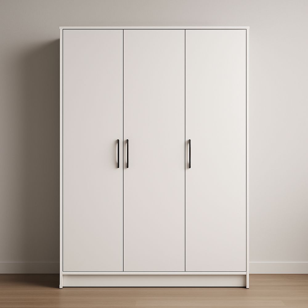 Armadio guardaroba a tre ante in legno bianco