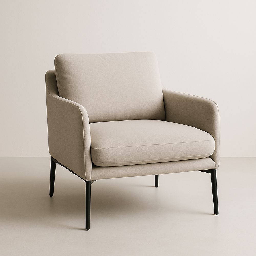 Poltrona in tessuto beige con gambe in metallo 75x80x85 cm