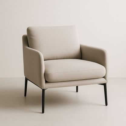 Poltrona in tessuto beige con gambe in metallo 75x80x85 cm