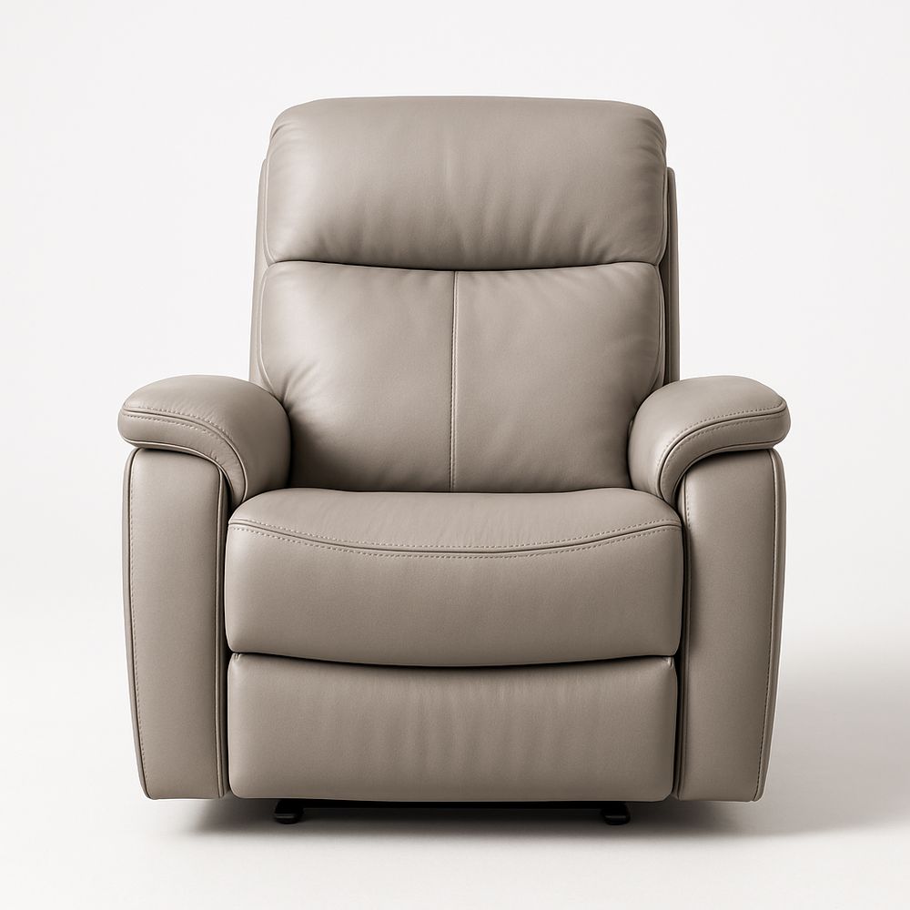Poltrona reclinabile in pelle sintetica grigia con poggiapiedi