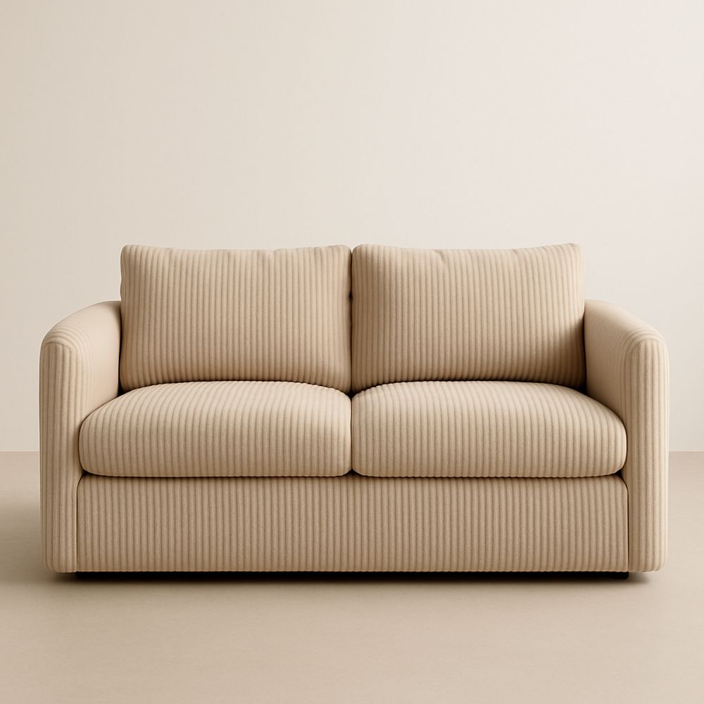 Divano Due Posti Tessuto Beige a Righe