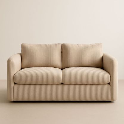 Divano Due Posti Tessuto Beige a Righe