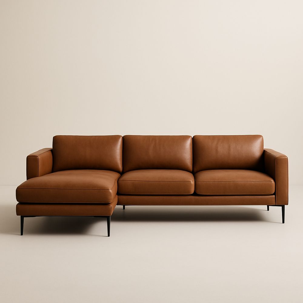 Divano angolare in pelle con chaise longue sinistra 260x160x85 cm