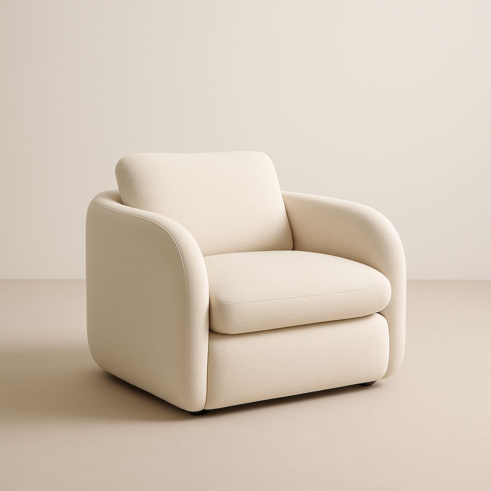 Poltrona in Tessuto Beige con Imbottitura in Schiuma