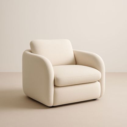 Poltrona in Tessuto Beige con Imbottitura in Schiuma