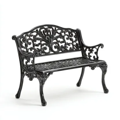 Banco de jardín - hierro fundido - 120x58x85 cm - negro - estilo barroco-Domainovae