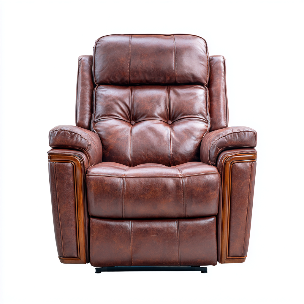 Sillón reclinable - piel auténtica - 104x96x103 cm - marrón - estilo clásico-Domainovae