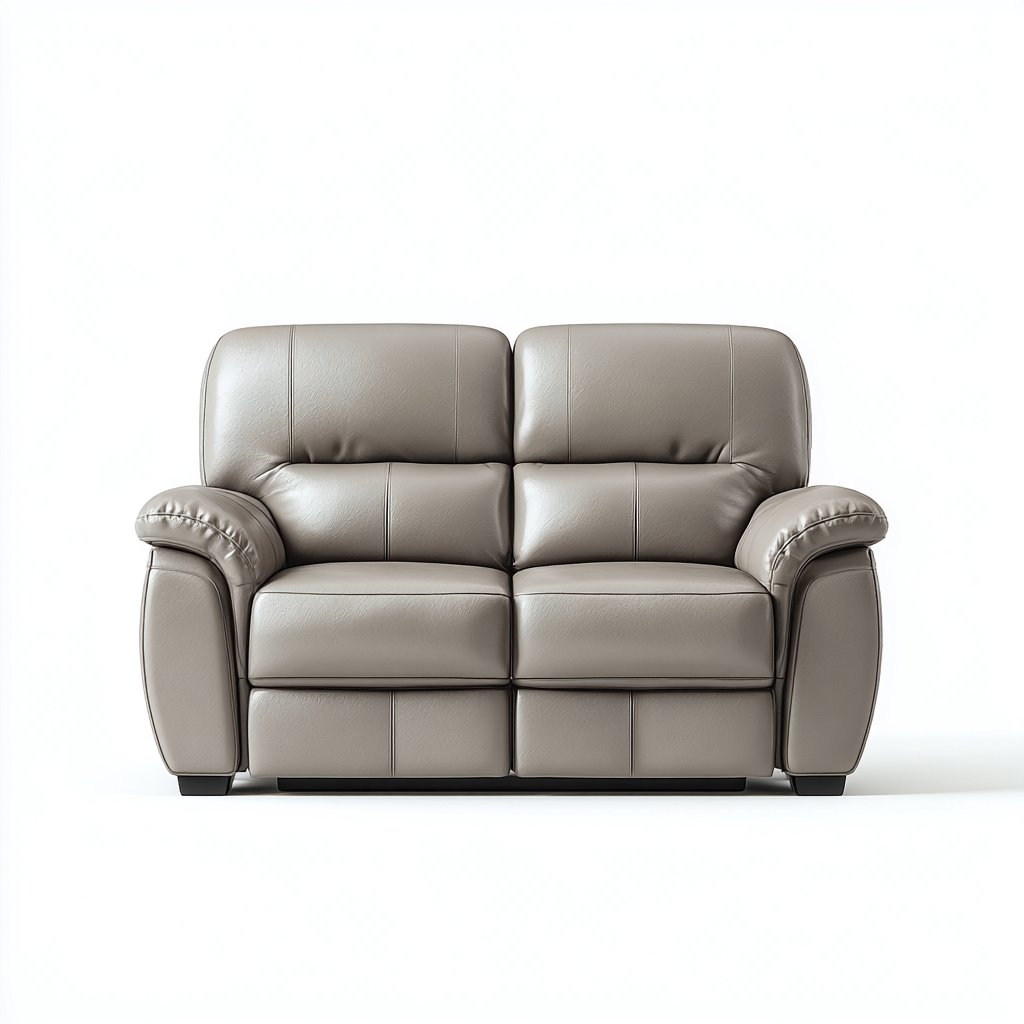 Sofá de 2 plazas - cuero auténtico - 160x90x95 cm - gris topo - diseño contemporáneo-Domainovae