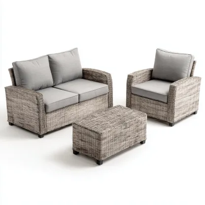 Sofás de jardín - ratán sintético - 132x78x82 cm - gris-marrón claro - diseño moderno-Domainovae